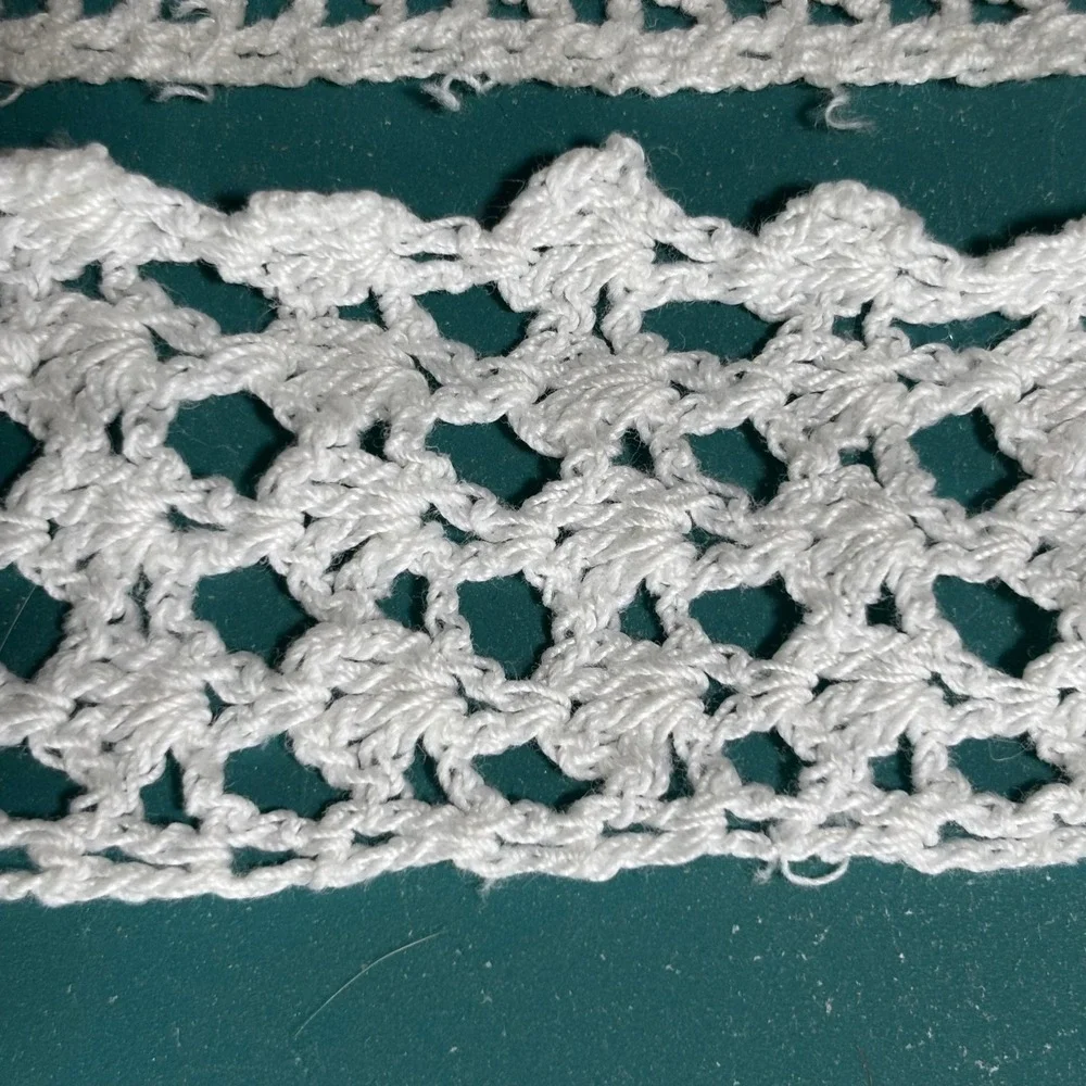 Vintage White Crochet Lace Trim Lot 6pc Heart Satin Ribbon Junk‎ Journal Sewing